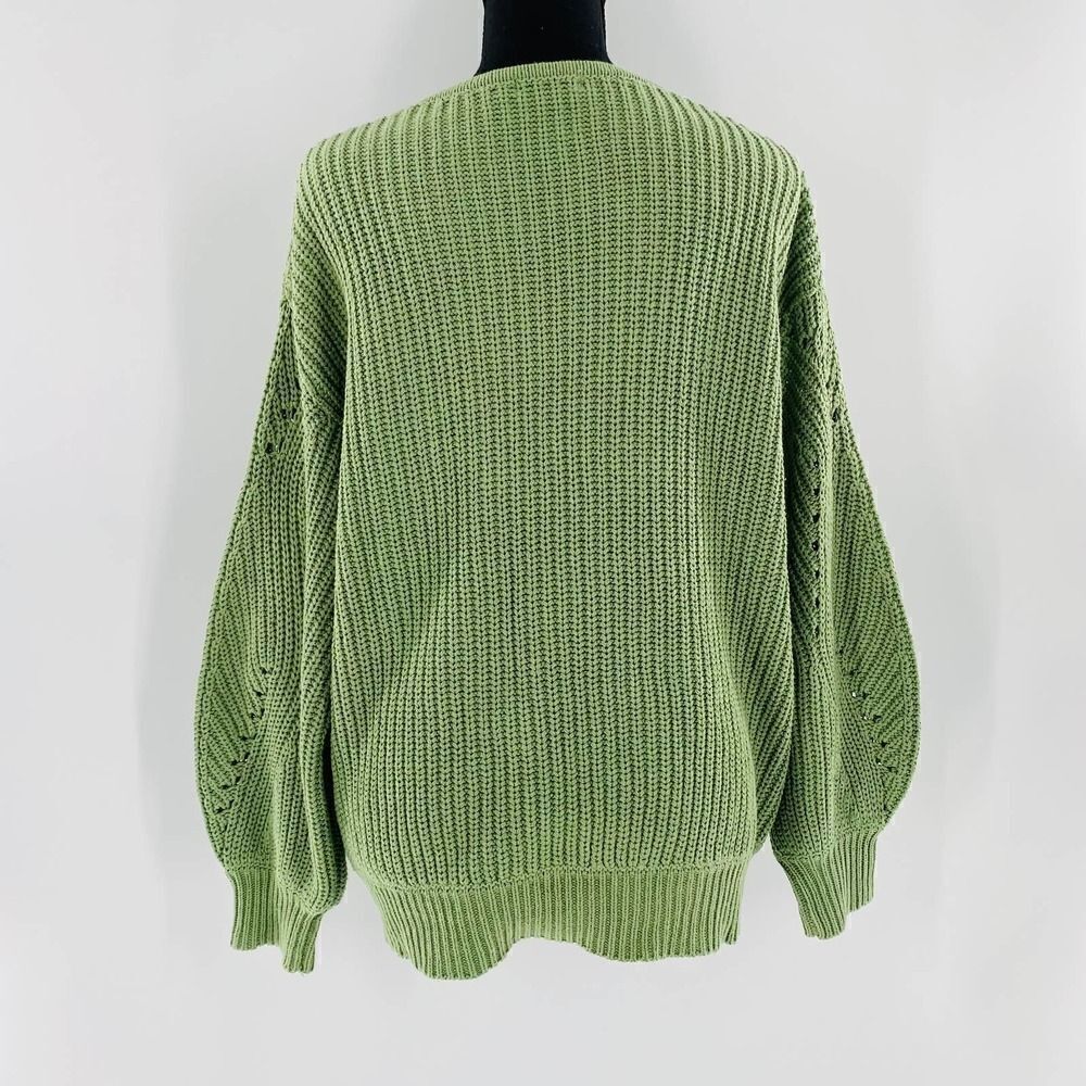 LUSH Open Stitch V-Neck Oversized Sweater In Pistachio Size Small - Picture 5 of 11